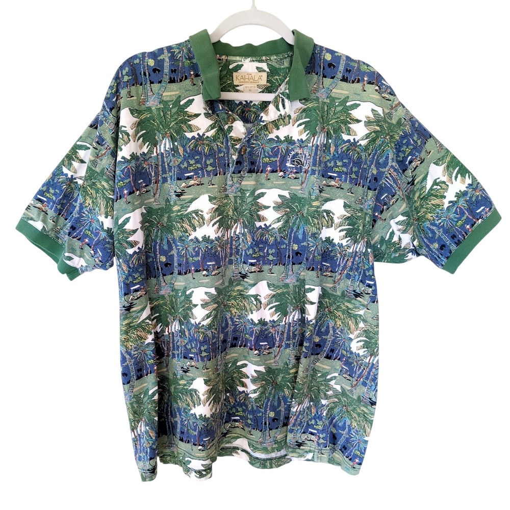 VTG Kahala Hawaiian Islands Polo Shirt XL Tropical Golf Cotton USA 90s Resort